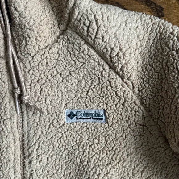 Columbia Longline Sherpa Fleece Hooded Zip Jacket Cozy Winter Outdoor Tan XS - Picture 5 of 9